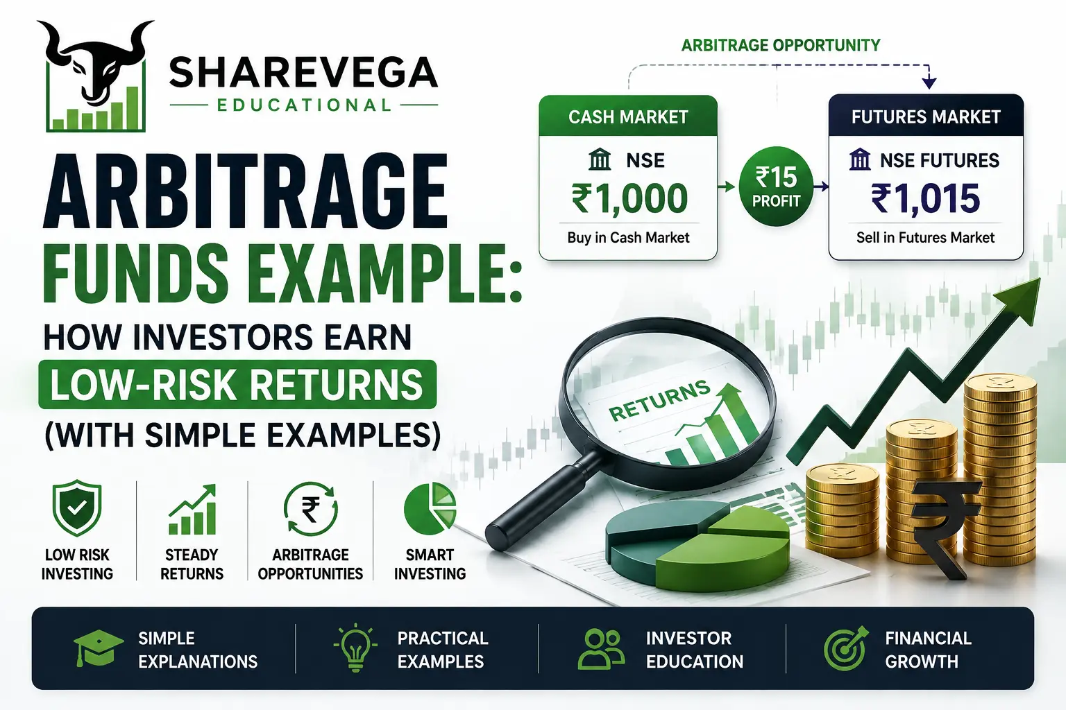 Arbitrage Funds Example: How Investors Earn Low-Risk Returns (With Simple Examples)